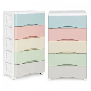 Raft depozitare ModernHome, Pe roti, Cu 5 compartimente, 39 x 27 x 75 cm, Multicolor