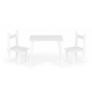 Set mobila Ecotoys ESC-W-0288A, Masa, Cu doua scaune, Alb