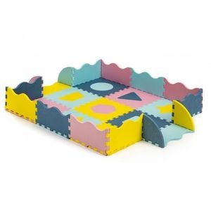 Covoras de joaca Ecotoys, ECOEVA008, Cu pereti, 25 elemente, 121.5 x 121.5 x 1.3 cm, Multicolor