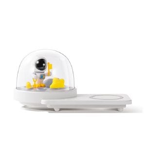 Lampa de birou portabila, Incarcator rapid wireless 3 in 1 pentru telefon, difuzor de muzica Bluetooth, cu suport pentru incarcator, reincarcabila prin USB, Alb