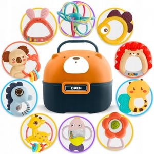Set jucarii zornaitoare Ricokids, 773800, 10 jucarii, In cutie in forma de ursulet