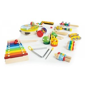 Set instrumente muzicale Ecotoys, ESC-W-0243C, Pentru copii, Din lemn, 14 instrumente