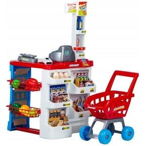 Set de joaca Ecotoys, HC206441, Stand supermarket, Cu 24 accesorii