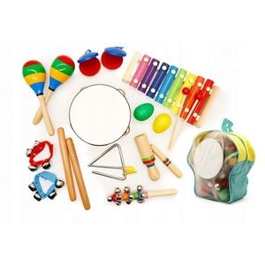 Set muzical Ecotoys, MA01, 10 instrumente, Din lemn, Multicolor