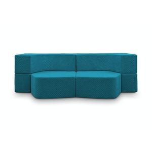 Canapea modulara Muffin, extensibila, material poliuretan, 200 x 140 x 60 cm, albastru