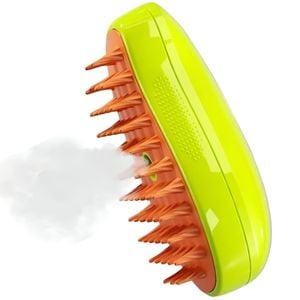 Perie 3 in 1 multifunctionala pentru animale de companie Fish & Paws, cu aburi, pulverizare, ideala in ingrijirea delicata a pisicilor, reincarcabila prin USB, Verde