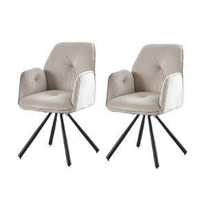 Set 2 Scaune Rotative KJC80, 60 x 60 x 89 cm, Bej