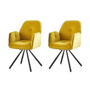Set 2 Scaune Rotative KJC80, 60 x 60 x 89 cm, Galben
