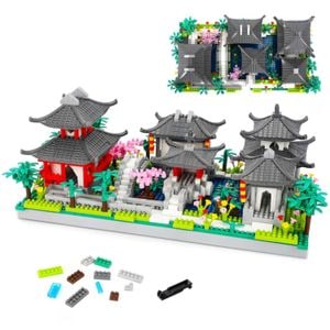 Set blocuri de constructie, Simply Joy, puzzle Gradina si Case, pentru baieti si fete, adulti si prieteni, 1625 piese