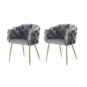 Set 2 Scaune KJC15, 67 x 60 x 80 cm, Gri