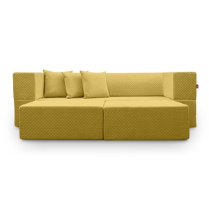 Canapea modulara Biscuit, extensibila, material poliuretan, 200 x 150 x 60 cm, galben