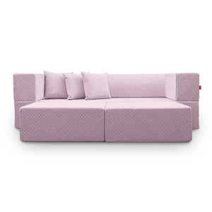 Canapea modulara Biscuit, extensibila, material poliuretan, 200 x 150 x 60 cm, roz