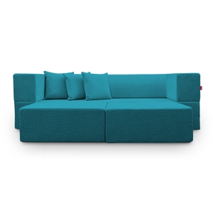 Canapea modulara Biscuit, extensibila, material poliuretan, 200 x 150 x 60 cm, albastru