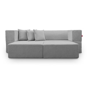 Canapea modulara Biscuit, extensibila, material poliuretan, 200 x 150 x 60 cm, gri