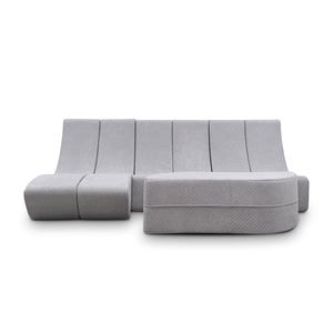 Canapea modulara Cheesecake, extensibila, material poliuretan, gri