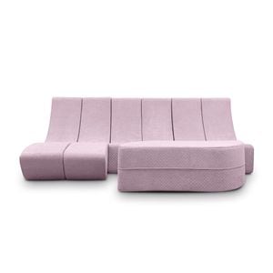 Canapea modulara Cheesecake, extensibila, material poliuretan, roz