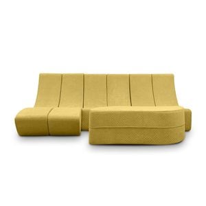 Canapea modulara Cheesecake, extensibila, material poliuretan, galben