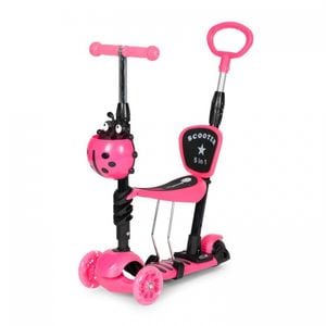 Trotineta Ecotoys YM-SW-6, 5 in 1, Cu sezut, Cu 3 roti cu LED, Roz