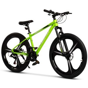 Bicicleta Mtb de munte Carpat Evo JSX26313, cadru din Aluminiu cu cabluri integrate, echipare Shimano, roata 26 inch din magneziu, frana disc, 21 viteze, verde cu alb