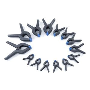 Set cleme fixare menghine cu arc HBM, 75 - 225 mm, 14 piese, Negru, Nailon ecologic