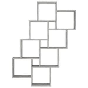 Raft de perete tip cuburi, cu 8 polite, PAL, 90x15x119 cm, Gri Beton