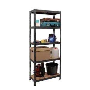 Etajera metalica depozitare Handlekraft, 180 x 60 x 40cm, 5 polite, asamblare usoara prin clipsare, raft universal, 175kg/polita, Otel/Negru
