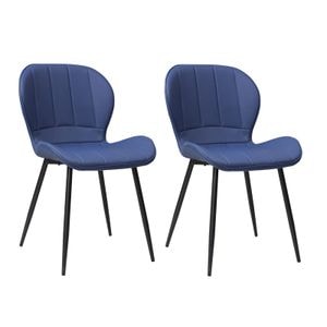Set 2 Scaune, Piele Ecologica, Topaz Albastru 