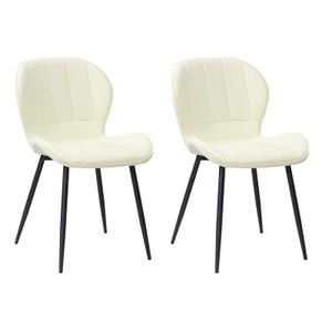 Set 2 Scaune, Piele Ecologica, Topaz Crem