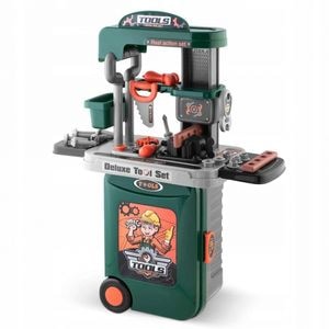 Atelier de lucru Ricokids, 772300, 3 in 1, Cu unelte, Pentru copii, Verde
