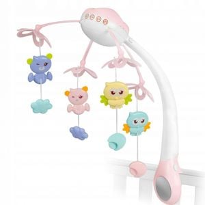 Carusel muzical Ricokids, RK-813, Pentru patut, Cu proiector, sunete si jucarii, Roz