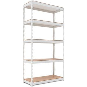 Raft metalic depozitare Handlekraft, 1800 x 900x 400 mm, 5 polite, 875kg/raft, material cadru otel, gri deschis