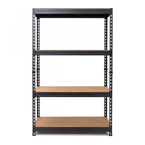 Raft metalic Handlekraft 180x100x40 cm, Otel, 4 polite MDF, 200 kg/Polita, Montare Usoara - Fara Suruburi, Negru - Ideal pentru Organizare si Depozitare