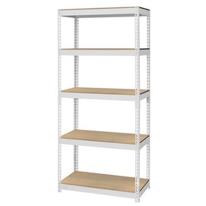 Raft metalic Handlekraft, 180x90x40 cm, 175kg/polita, 5 polite MDF reglabile pe inaltime, montare usoara- prin clipsare, Alb