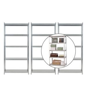Set 3 rafturi metalice depozitare cu cate 5 polite Handlekraft, 213 x 119.5 x 38 cm, 1200kg/per raft, asamblare fara suruburi, prin clipsare, Otel Galvanizat/Pal Laminat