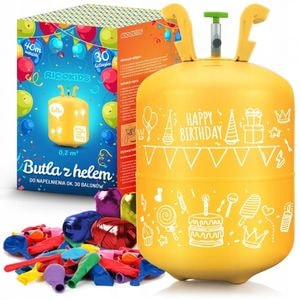 Cilindru cu heliu Ricokids 799000, Capacitate 0.20 m3, Cu 30 de baloane si 40m panglica 
