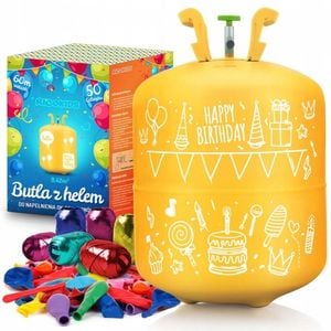 Cilindru cu heliu Ricokids 799100, Capacitate 0.42 m3, Cu 50 de baloane si 60m panglica