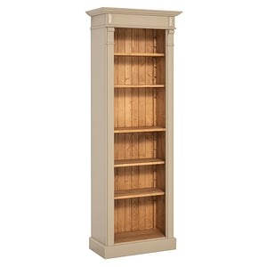 Biblioteca, Colectia Directoire, dublu color, 100% lemn masiv, 71x197x39 cm, culoare exterior gri P031, culoare interior maro deschis P001