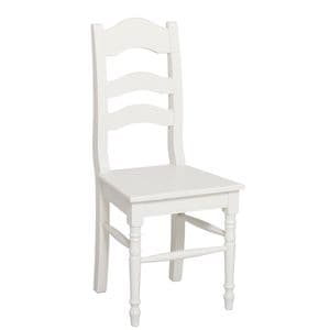 Scaun, vopsit, 100% lemn masiv, 44x102x44 cm, culoare alb murdar P039