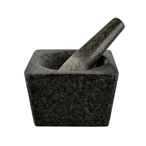 Mojar patrat din granit Perfect Home, 16.5 cm, negru
