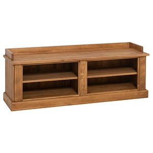 Pantofar hol cu spatii deschise, BAS, ceruit, 100% lemn masiv, 138x50x40 cm, culoare maro deschis P001