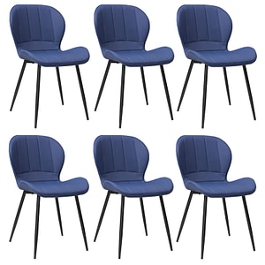Set 6 scaune din piele ecologica Topaz, 86 x 50 x 39 cm, Albastru 