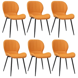 Set 6 scaune din piele ecologica Topaz, 86 x 50 x 39 cm, Portocaliu