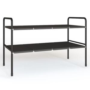 Raft organizator extensibil Simply Joy, 2 rafturi, 8 panouri detasabile, pentru bucatarie/sub chiuveta/baie/dulap pantofi/balcon, Otel inoxidabil, Negru