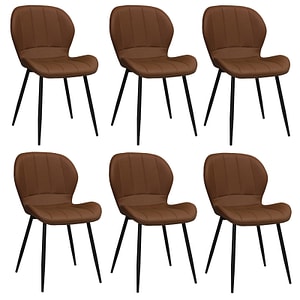 Set scaune bucatarie, 6 bucati, piele ecologica, Topaz Caramel