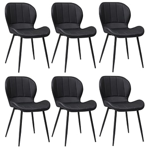 Set scaune bucatarie, 6 bucati, piele ecologica, Topaz Negru