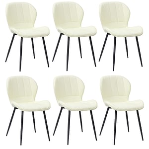 Set scaune bucatarie, 6 bucati, piele ecologica, Topaz Crem