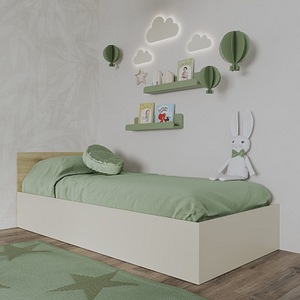 Pat haaus Malmo, 200 x 90 cm, saltea spuma inclusa, Stejar Artisan/Argila