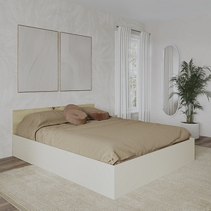 Pat haaus Malmo, 200 x 160 cm, saltea spuma inclusa, Stejar Artisan/Argila