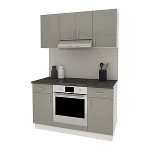 Set Bucatarie haaus Karo V5, Gri Lucios/Alb, MDF, Blat Thermo 28 mm, L 140 cm