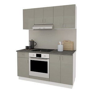 Set Bucatarie haaus Karo V6, Gri Lucios/Alb, MDF, Blat Thermo 28 mm, L 160 cm